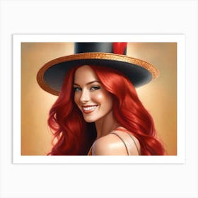 Red Haired Smiling Woman Art Print