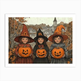 Vintage Spooky Halloween Trick or Treat Art Print