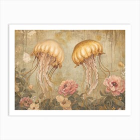 Floral Animal Illustration Jellyfish 1 Art Print