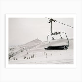 Snowy Winter Ski Lift Art Print