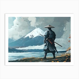 Samurai And Mountain Fuji Art Print