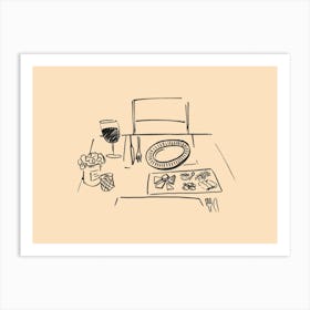 Table Setting Wine and Cheese Art Print