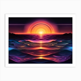 Sunset Over The Ocean 1 Art Print