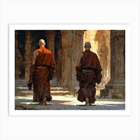 Monks Walking Art Print