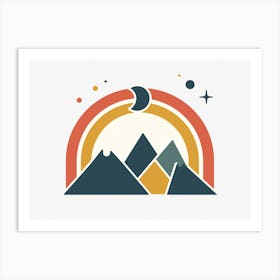 Mountains And Moon Art Print