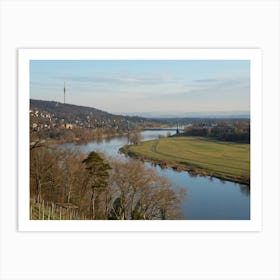 Elbe river and trees in Dresden Art Print