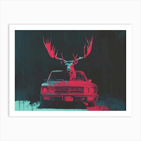 Deer in a Car Art Print