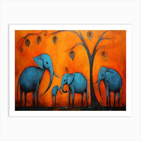 Family Elephants Art Print