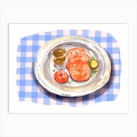 A Plate Of Antipasto, Top View Food Illustration, Landscape 1 Art Print