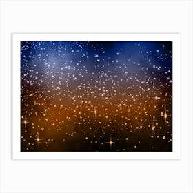 Orange, Blue Shining Star Background Art Print