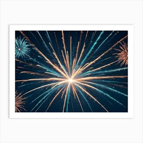 Abstract Image Of Colorful Fireworks Exploding In The Night Sky, Creating A Bright And Festive Display Art Print