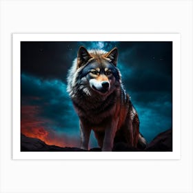 Wolf Howling At The Moon 5 Art Print