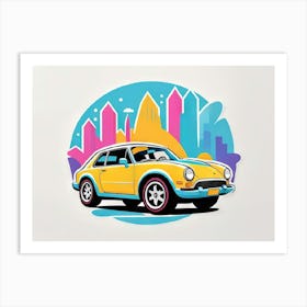 Car Sticker with a city background Art Print