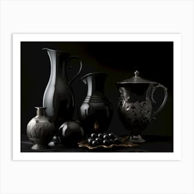 Black absolute trend, black still life home decor, gothic black shik. livingroom print art Art Print