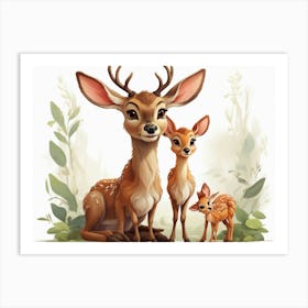 Deer Family Art Print