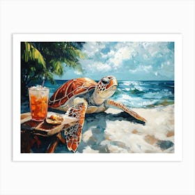 Sea Turtle At The Beach Bar 5 Art Print