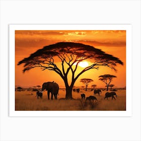 Sunset In The Savannah Paintings Art Print Art Print