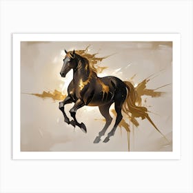 Golden Horse Canvas Art Art Print