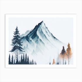 Mountain And Forest In Minimalist Watercolor Horizontal Compositionp Xwdq Art Print
