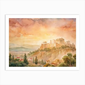 Watercolor Of Acropolis Art Print