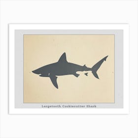 Largetooth Cookiecutter Shark Silhouette 4 Poster Art Print