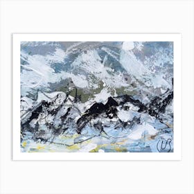 Snowy Mountains Abstract Painting Art Print