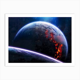 Planet explosion. Apocalypse in space #4 — space poster, space photo art, collage Art Print
