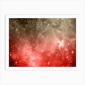 Red Grey Galaxy Space Background Art Print