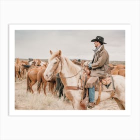 Cowboy On Horse Art Print