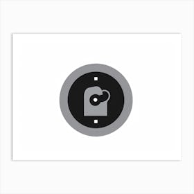 Black Pointer Finger Piercing The Center Of A Grey Round Interface Button Encapsulating The Essence (6) Art Print