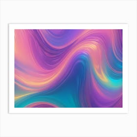 Abstract Image Of Swirling, Flowing Lines In Shades Of Pink, Blue, And Yellow, Resembling A Liquid Or A Textile Fabric Art Print