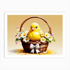 Yellow Bird In A Basket Art Print