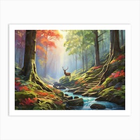 Deer In The Forest 6 Art Print