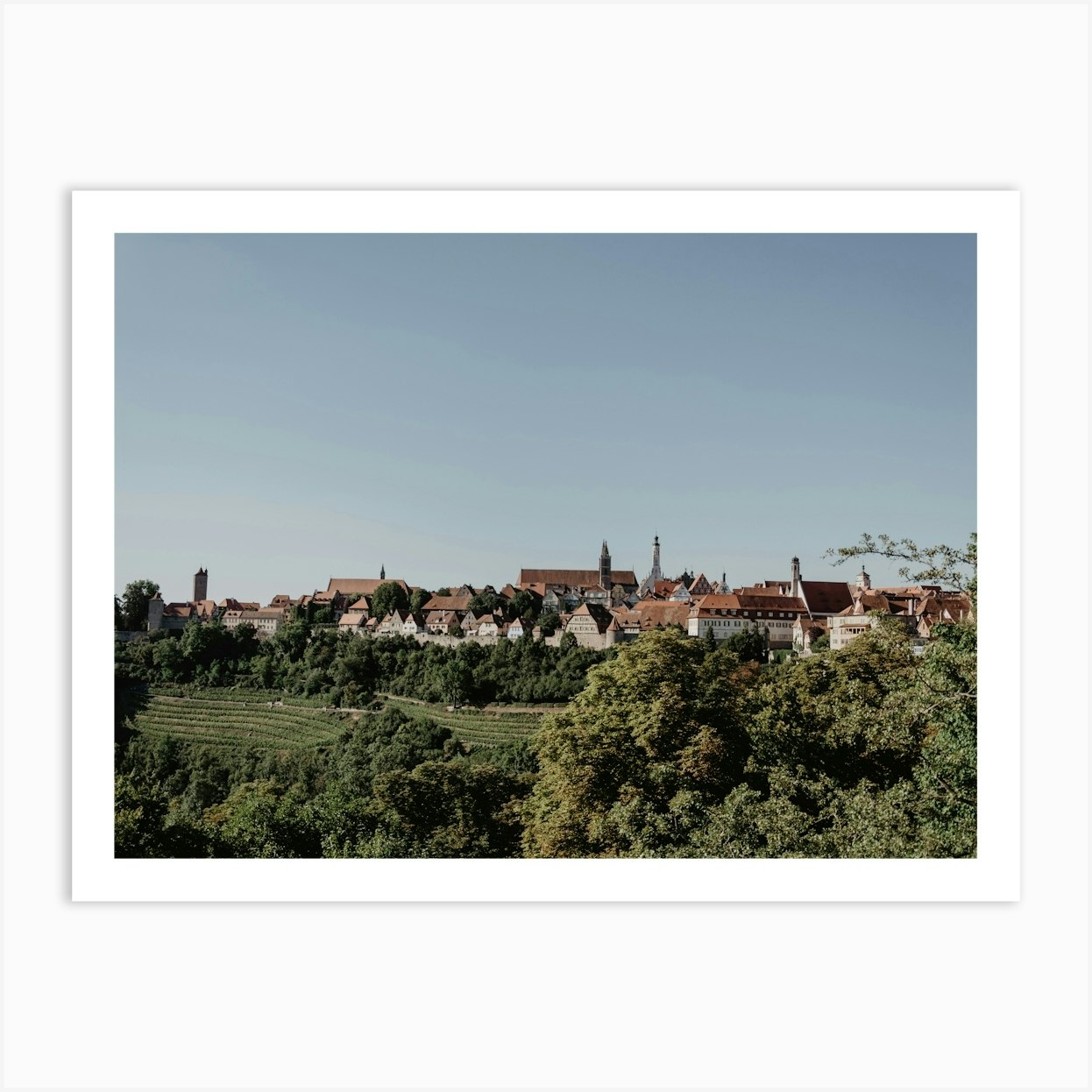 view of the old city Rothenburg ob der Tauber Art Print by Lindsay Vaughn