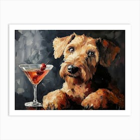 Airedale Welshie At The Bar 8 Art Print