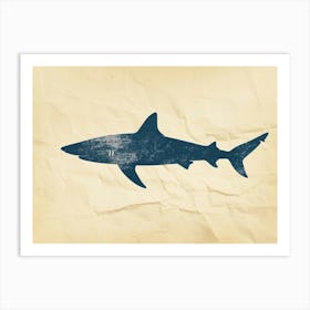 Blue Shark Grey Silhouette 2 Art Print