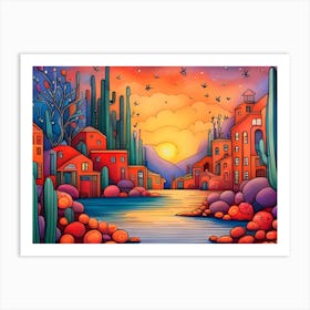 Sunset In Arizona 2 Art Print