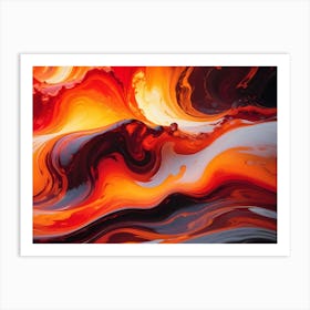 Abstract Image Of Swirling, Flowing Colors In Shades Of Red, Orange, Yellow, And Black Art Print