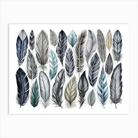 Watercolor Feathers Collection Art Print