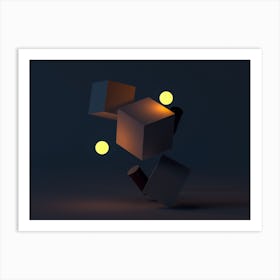 Abstract Cubes Art Print