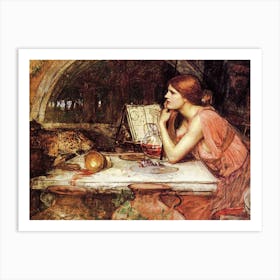Sketch of Circe The Sorceress - John Williams Waterhouse c1913 Pre-Raphaelite Witchcraft Depiction Witch Art Vintage Masterpiece Mythological Legend Classic Famous Witchy Pagan Oil on Panel Remastered HD 1 Art Print