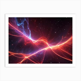 Bright Red And Blue Streams Of Energy Intertwine Against A Backdrop Of Distant Stars Art Print