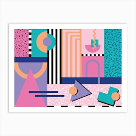 Memphis Pattern Retro Dreamwave 90s Vintage Artwork Art Print