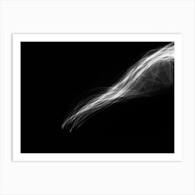 Glowing Abstract Curved Black And White Lines 12 Art Print