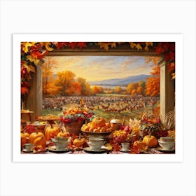 An Upbeat Thanksgiving Promotion Captured In A Spectacle Of Lavish Autumnal Embellishments Surroun (6) Art Print