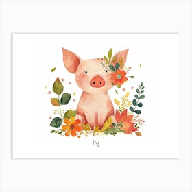 Little Floral Pig 2 Poster Art Print