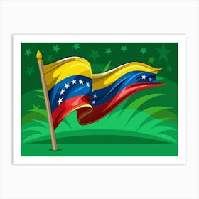 Venezuelan Flag Waving In The Wind Art Print