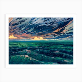 Sunset Over The Ocean Art Print