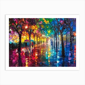 Rainy Night In The Park Art Print