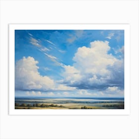 Cumulus Clouds Headlining The Scenic Landscape Clustered Carelessly Against A Shifting Cerulean Ba (6) Art Print